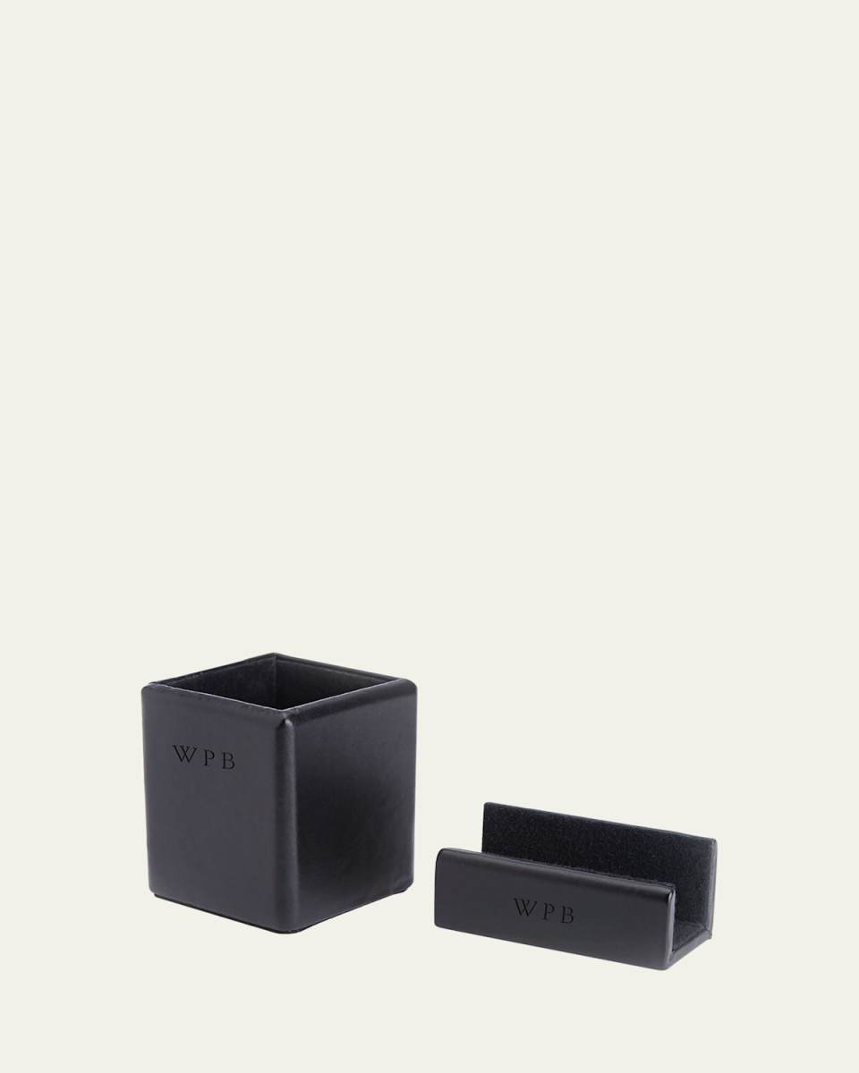 Monogrammed Leather Executive Desk Accessory Set